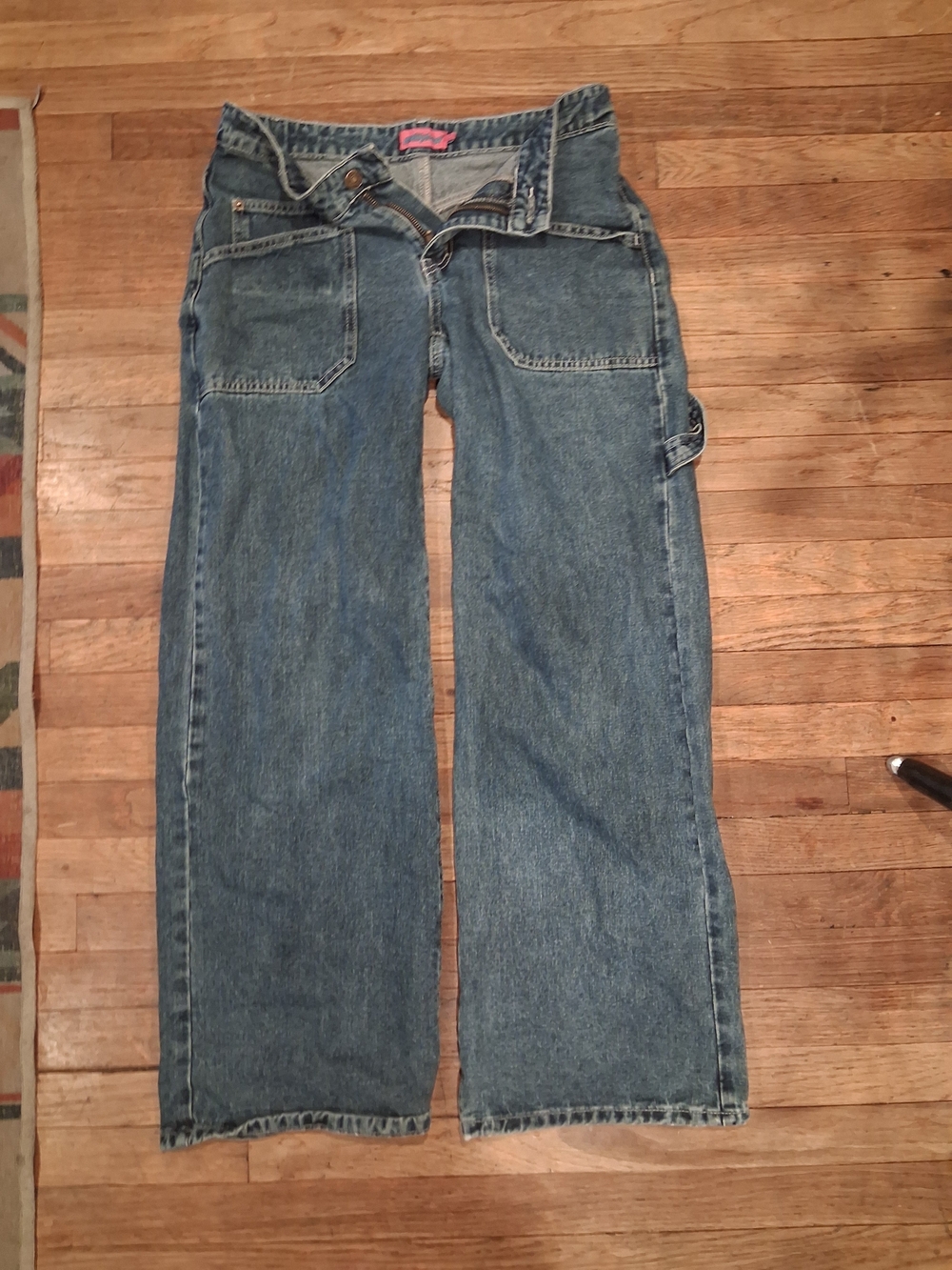 Edikted Women's Straight Leg Carpenter Jeans in Blue Denim